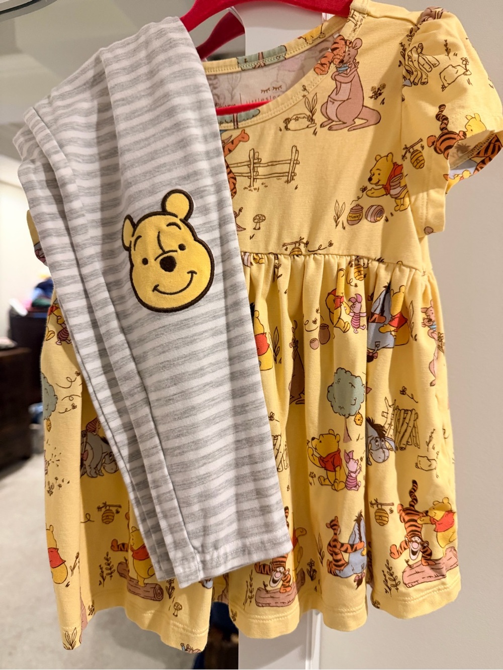 Little Sleepies Yellow Winnie the Pooh Print set with top and leggings